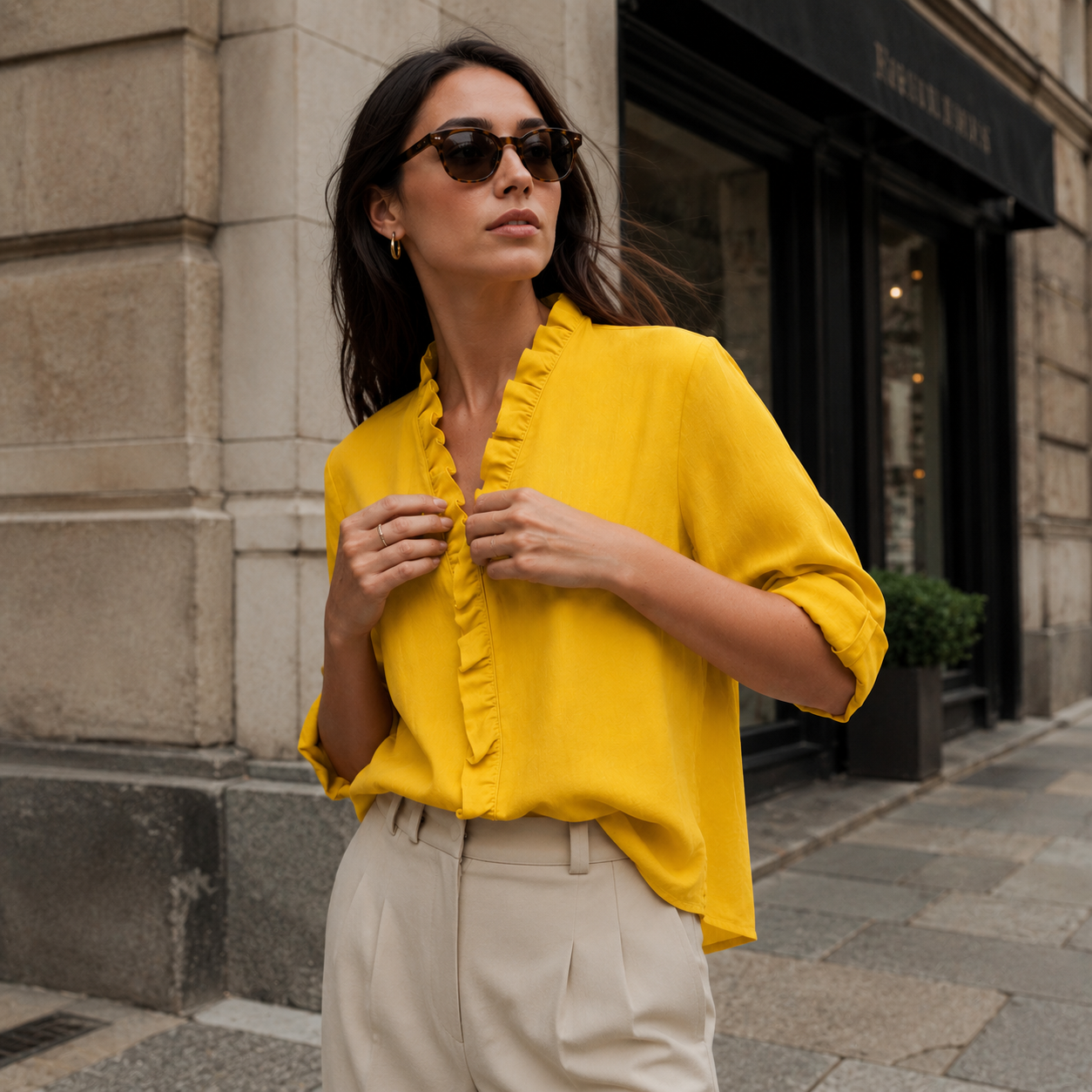 ÁNGELA RG | Blusa con escote de volantes – Femenina, elegante y fácil de combinar