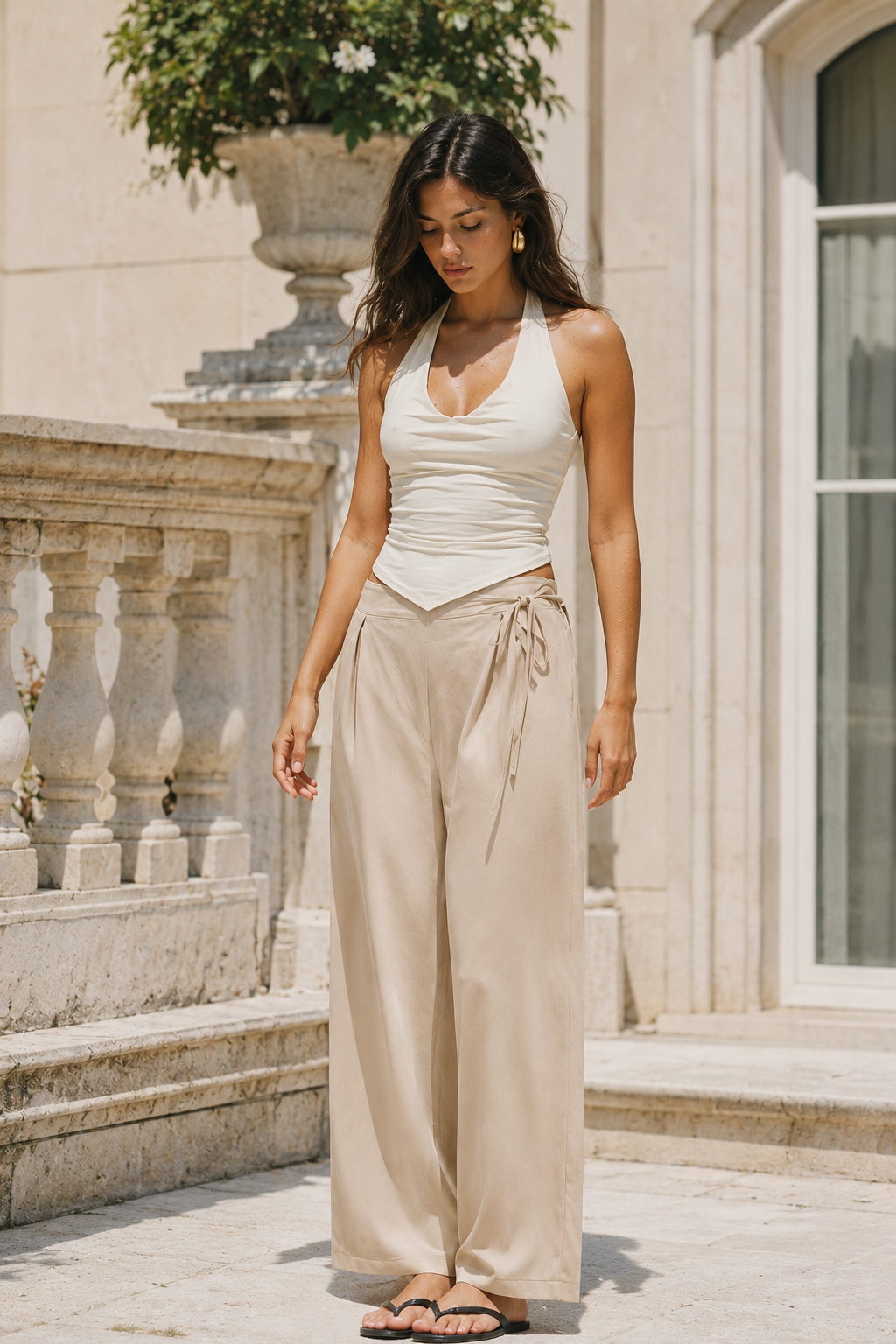 TERESA RG | Pantalón de pierna ancha con estructura elegante