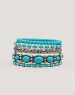 CIELO RG | Conjunto de cinco pulseras turquesa con estilo bohemio