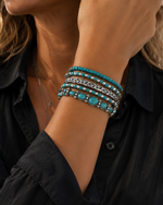 CIELO RG | Conjunto de cinco pulseras turquesa con estilo bohemio