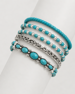 CIELO RG | Conjunto de cinco pulseras turquesa con estilo bohemio