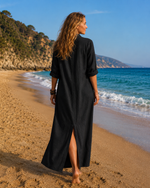 VESTIDO CASUAL RG | Vestido largo negro con botones