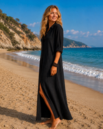 VESTIDO CASUAL RG | Vestido largo negro con botones